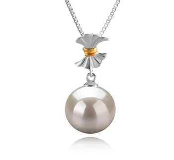 9-10mm AAAA Quality Freshwater Cultured Pearl Pendant in Belva White 9-10mm AAAA Quality Freshwater Cultured Pearl Pendant in Belva White